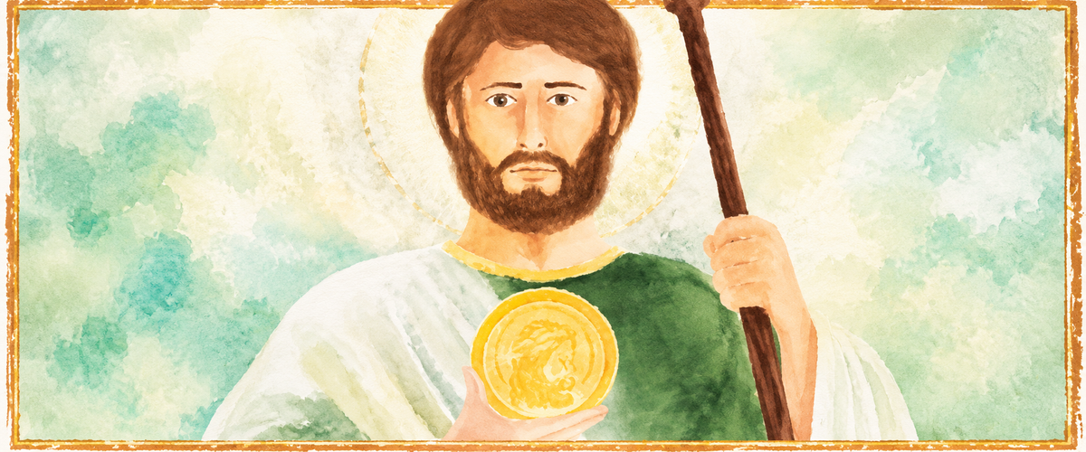 Why is St. Jude portrayed with an image of Jesus in his hands?