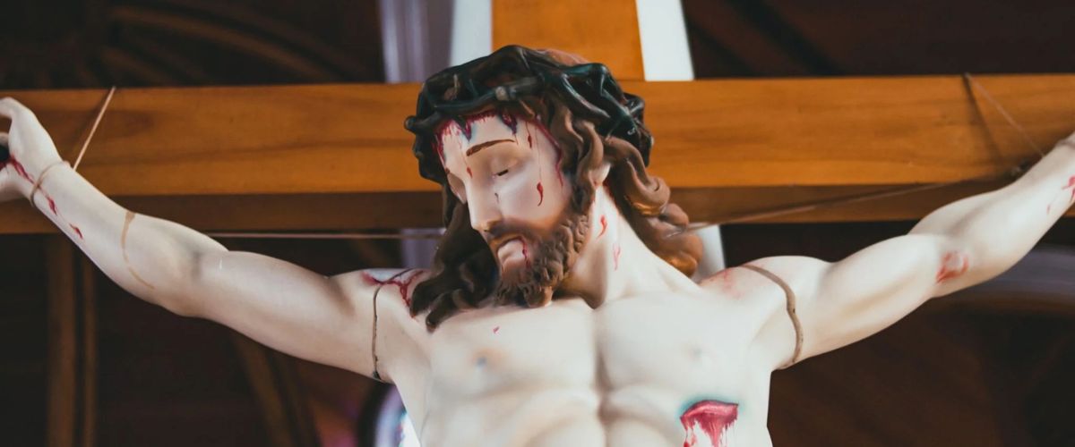 Crucifix depicting Jesus on the cross.