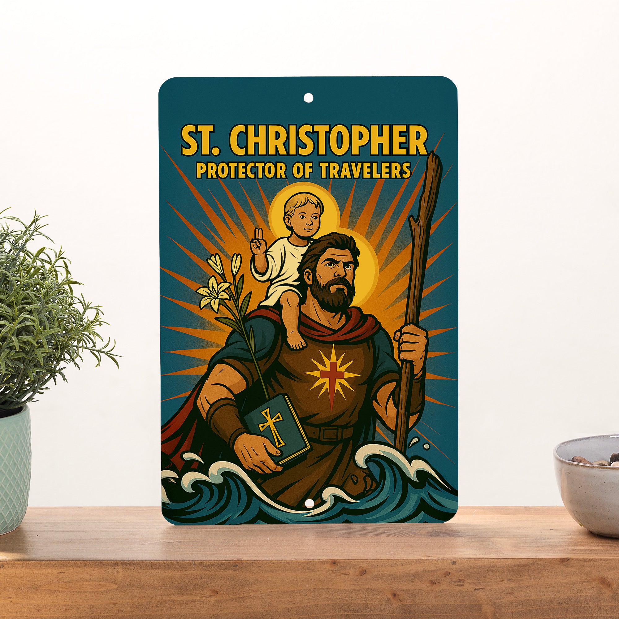 St. Christopher Superhero Tin Sign