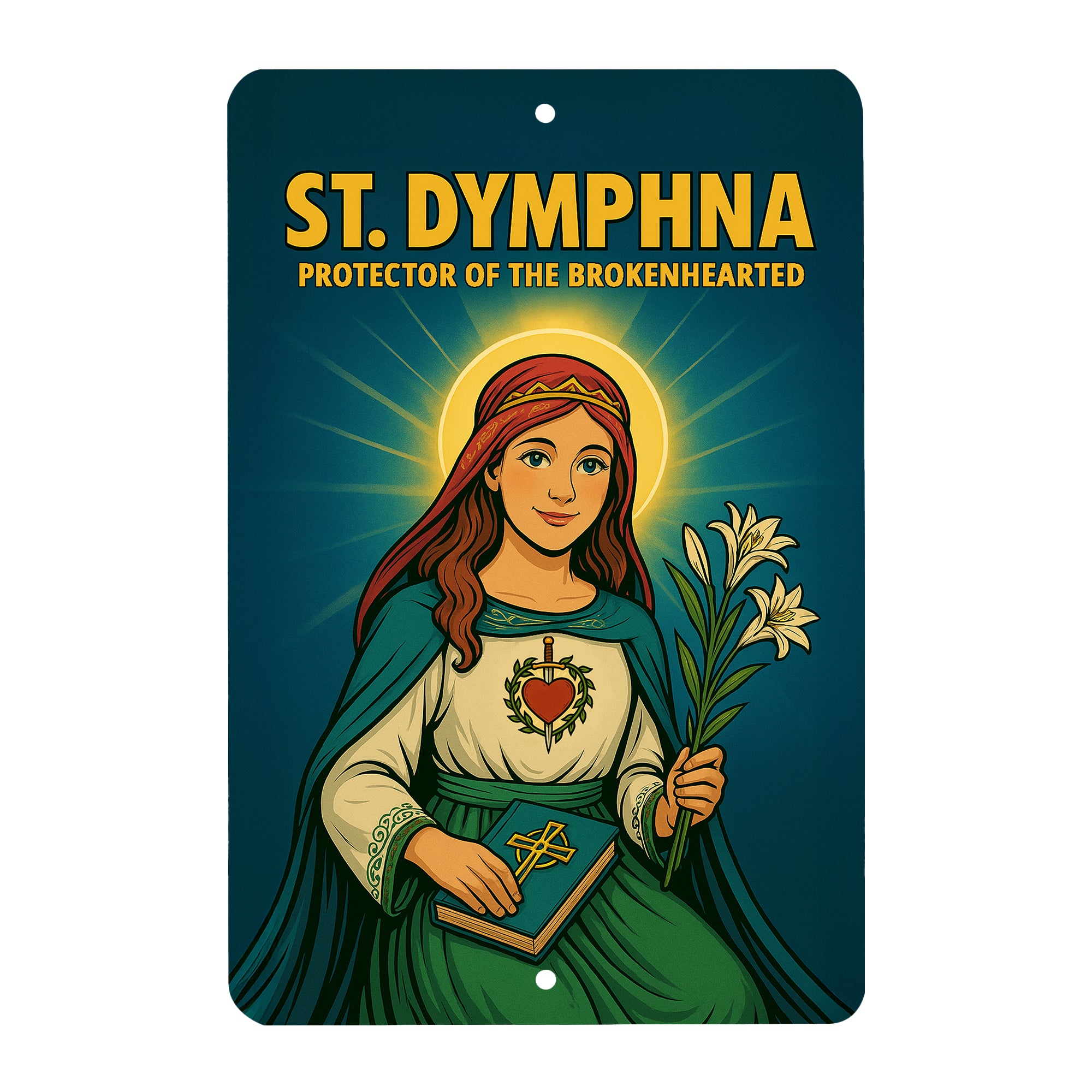 St. Dymphna Superhero Tin Sign