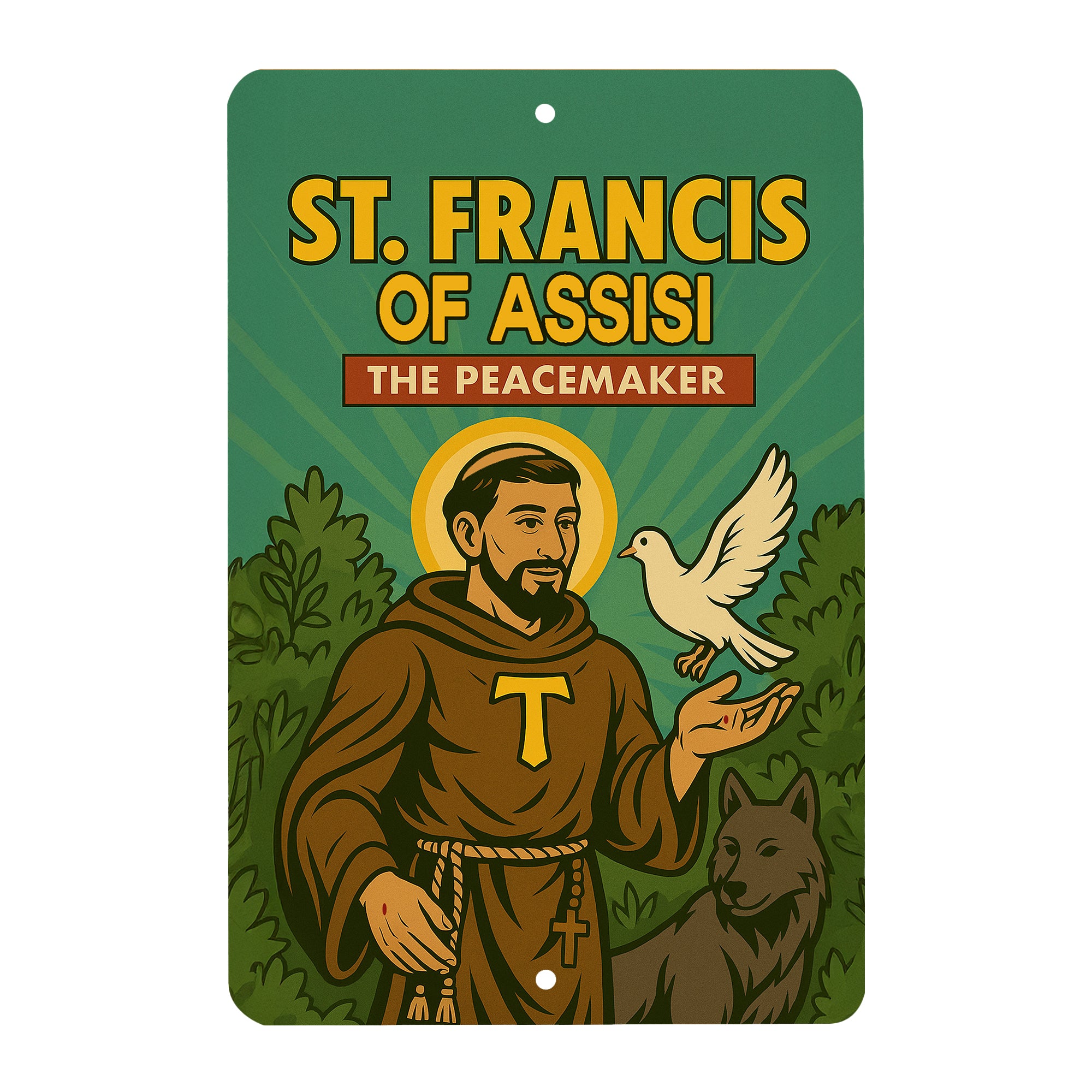 St. Francis of Assisi Superhero Tin Sign