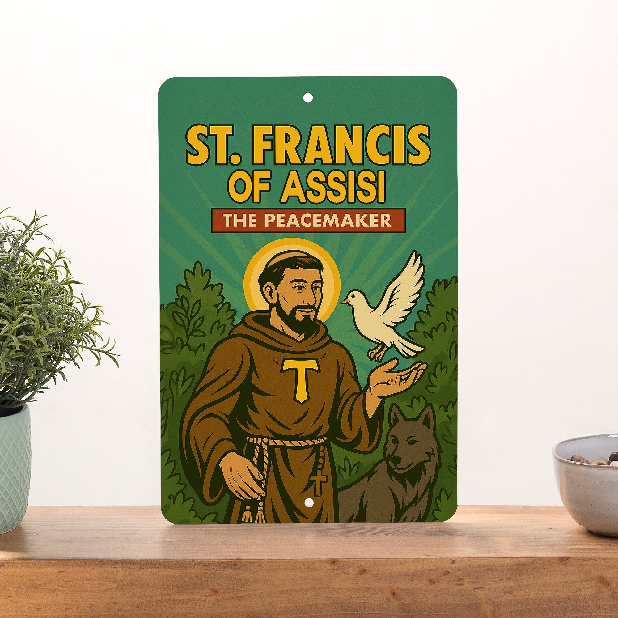 St. Francis of Assisi Superhero Tin Sign