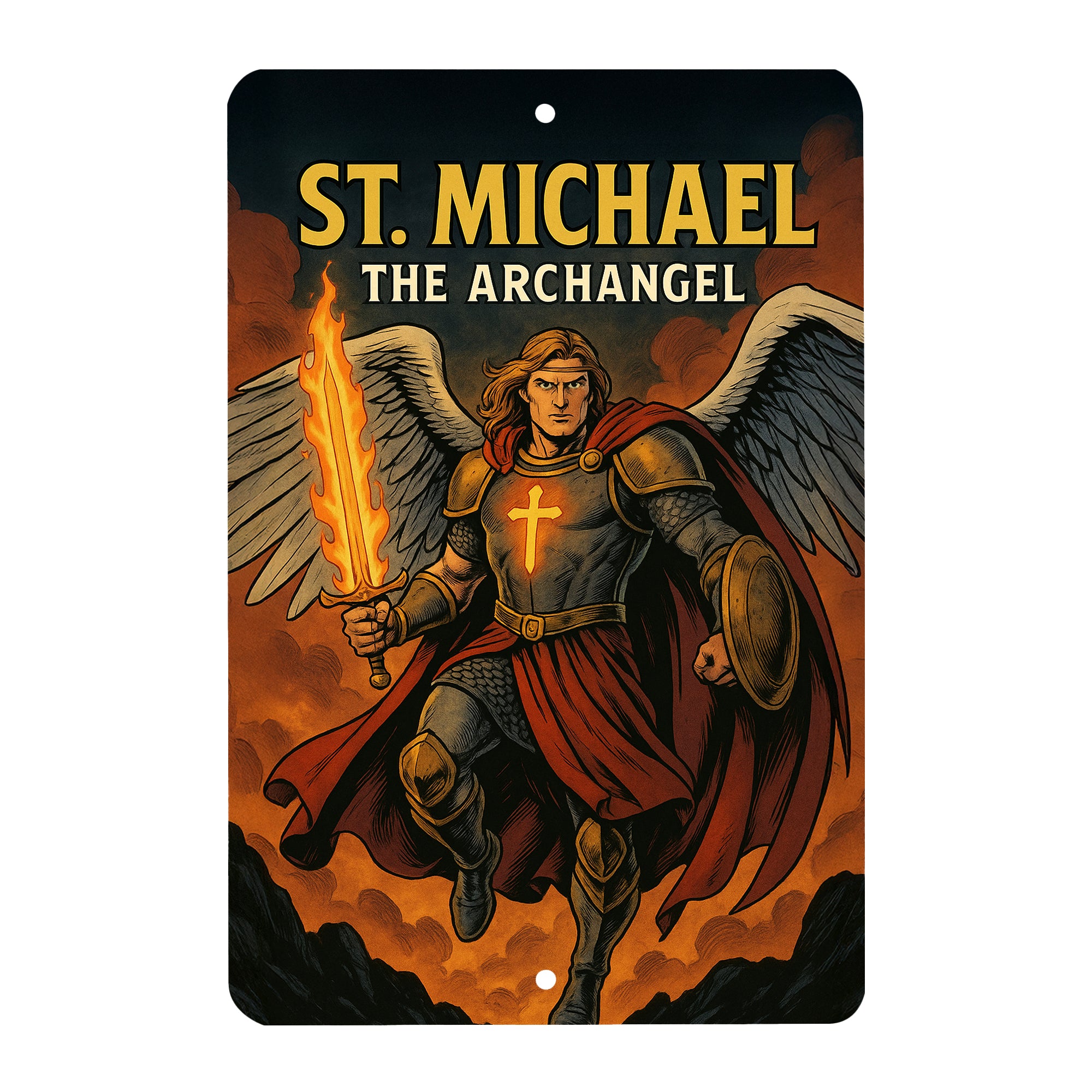 St. Michael Superhero Tin Sign