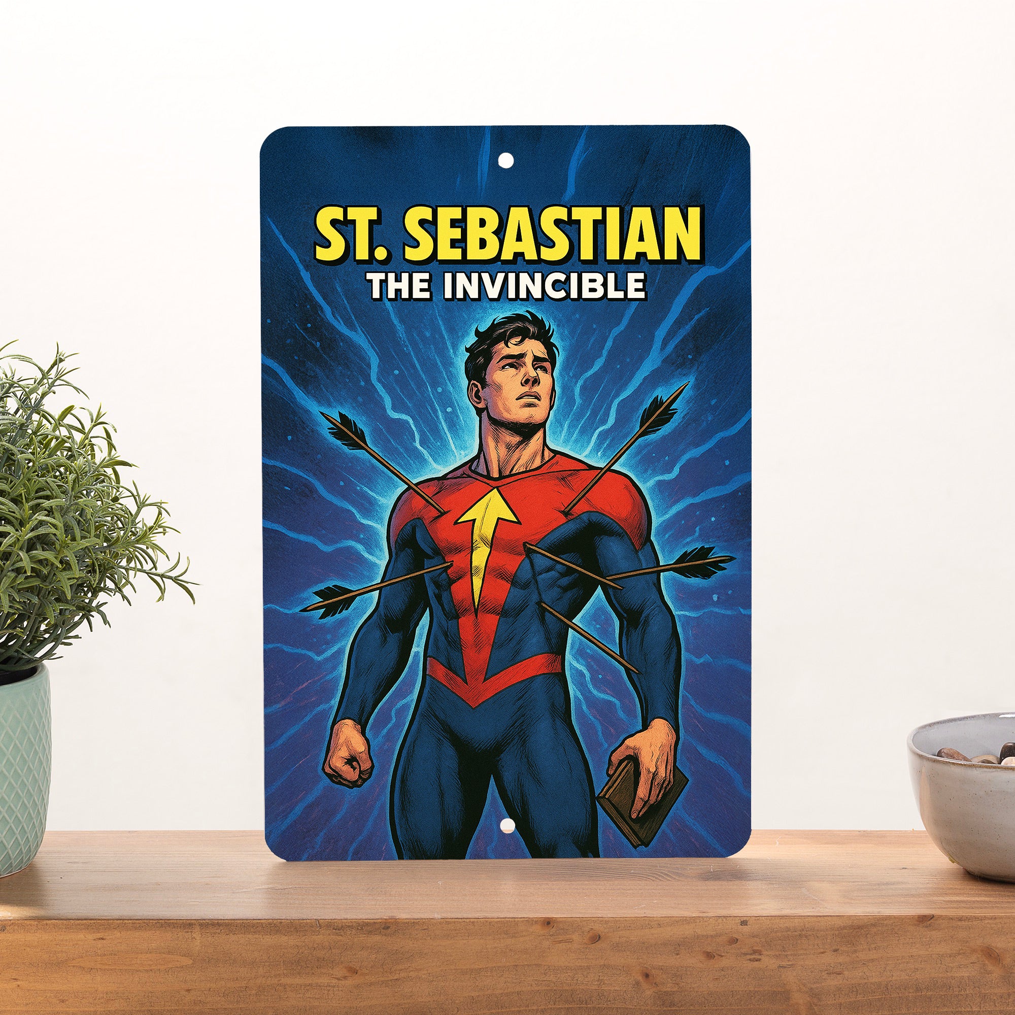 St. Sebastian Superhero Tin Sign