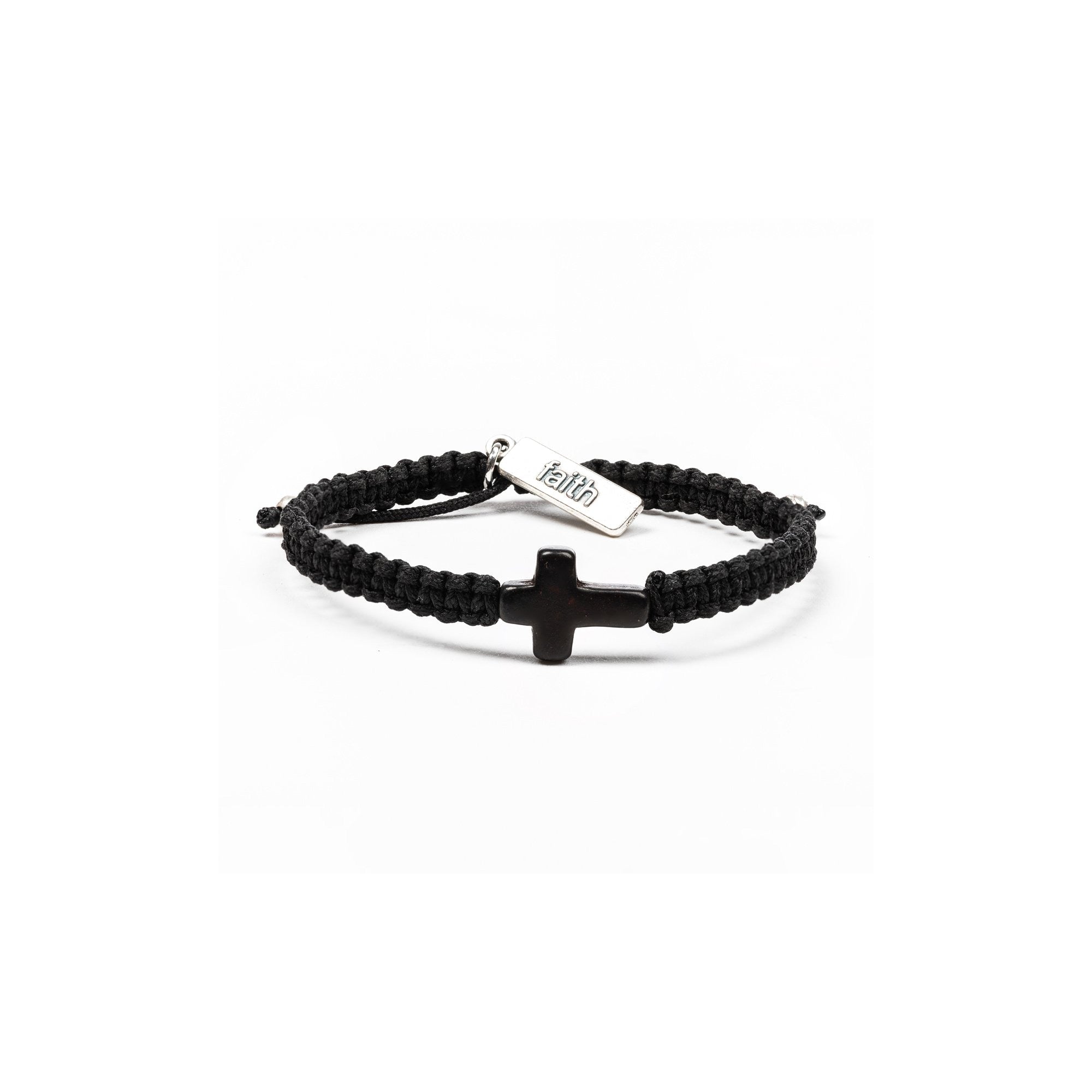 Faith Black Macrame Cross Bracelet