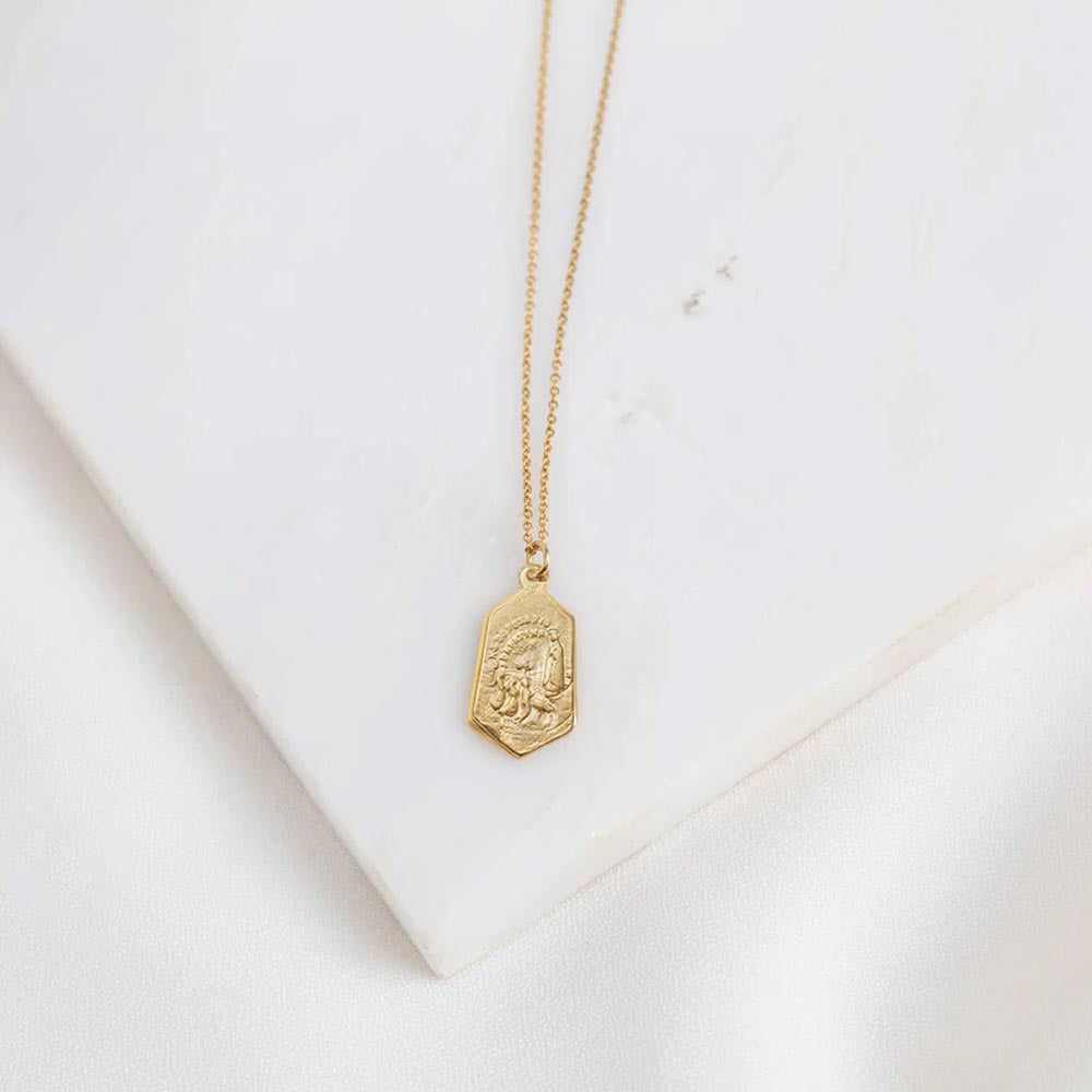 Gold Our Lady of Fatima Profile Necklace