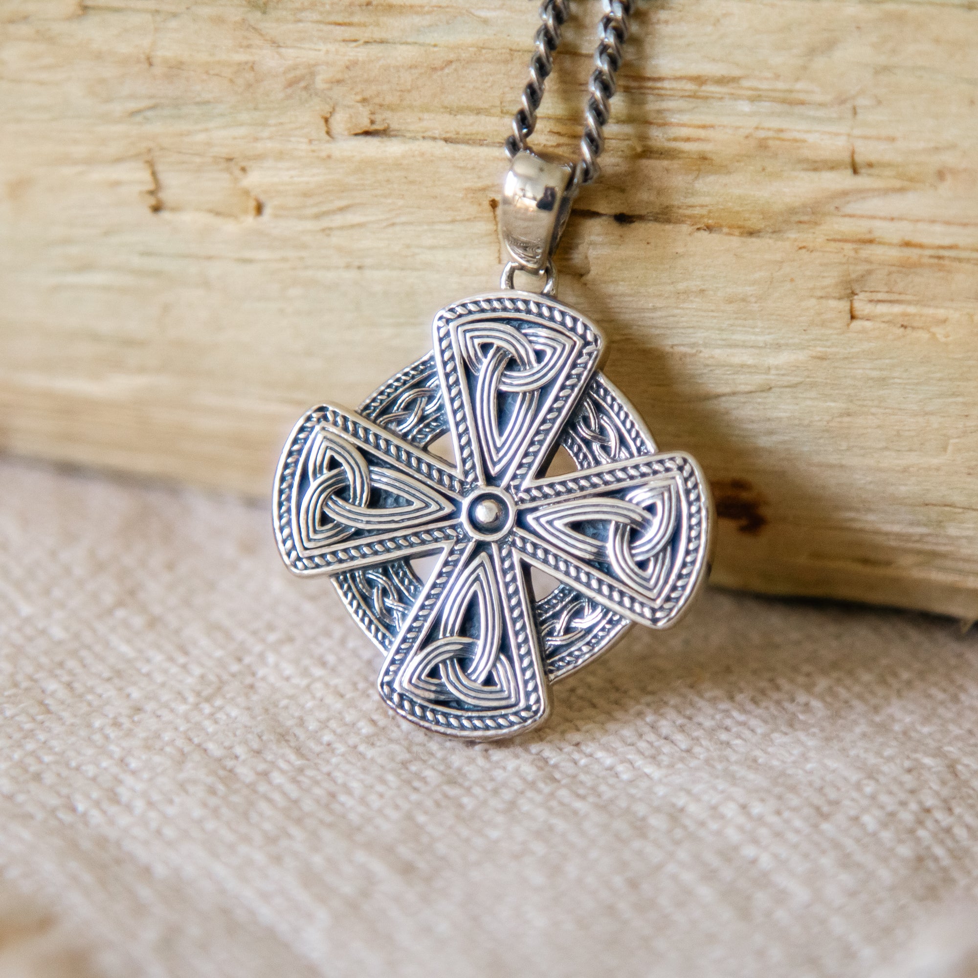 Sterling Silver Celtic Square Cross Necklace