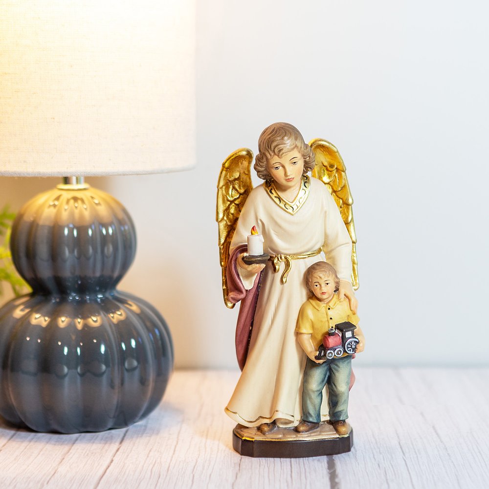 Italian Guardian Angel & Little Boy Statue - 7.75"