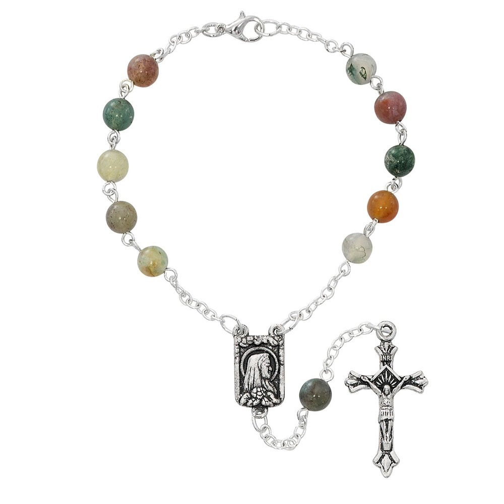 Multicolor Stone Finish Marian Auto Rosary