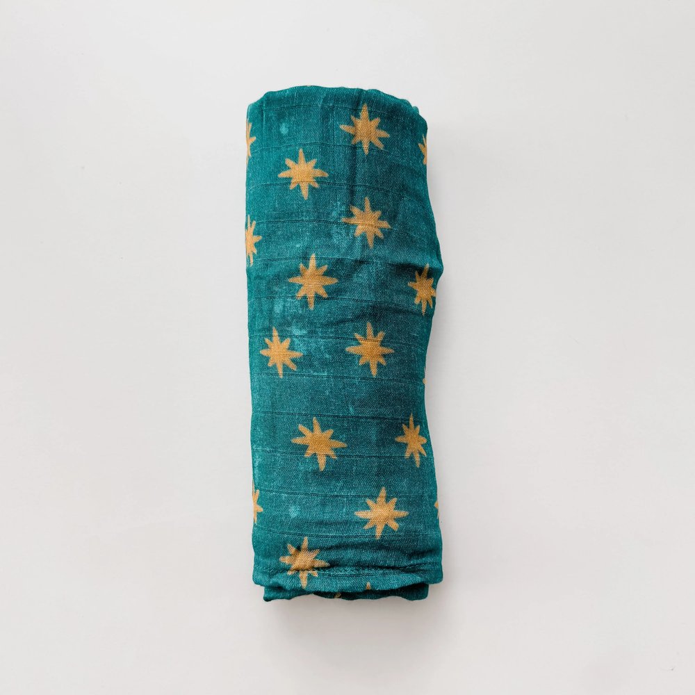 Wrapped in Mary's Mantle Baby Swaddle - Guadalupe Stars
