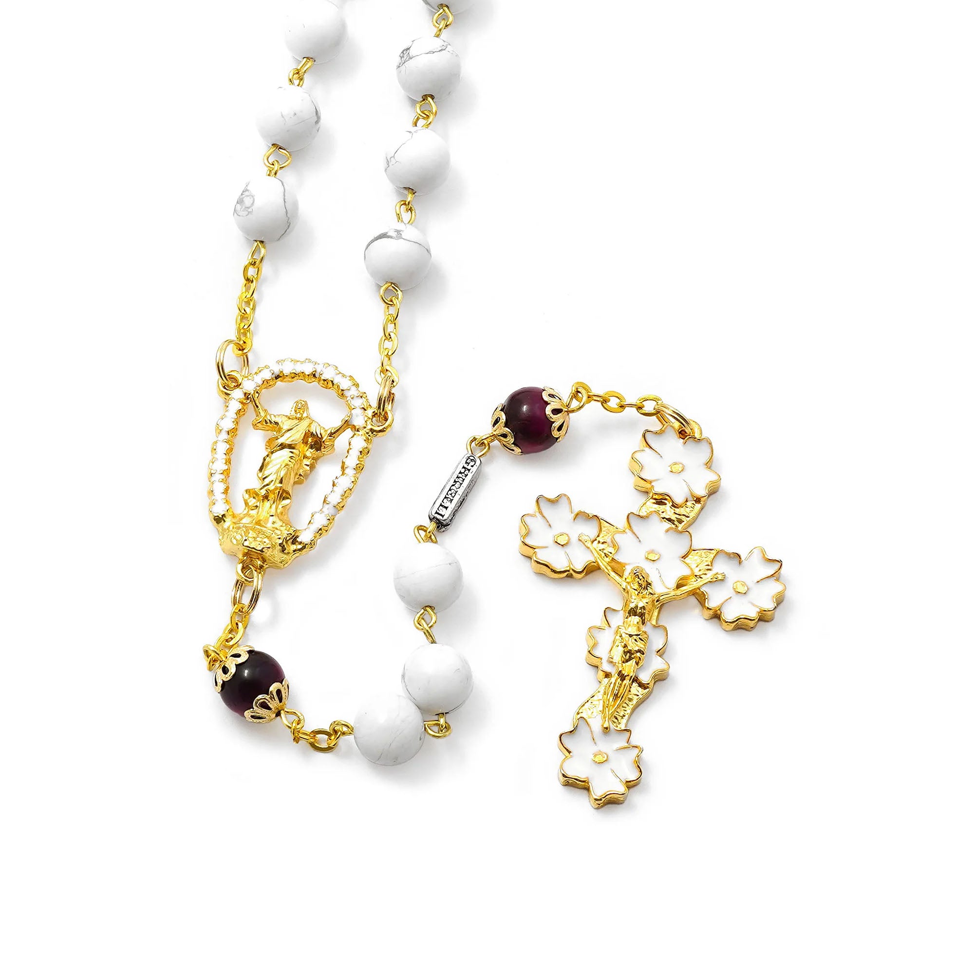 Ghirelli Aulite & Red Tiger Eye Risen Christ Rosary