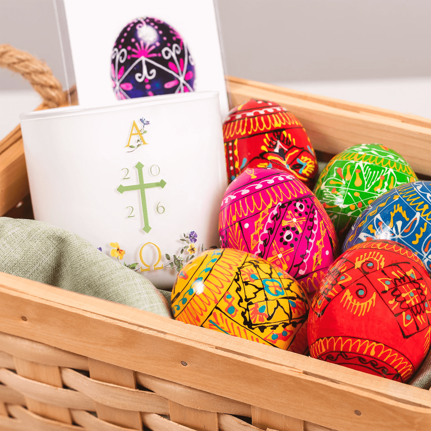 Wooden Easter Eggs - Set of 6 & Easter Paschal Candle Gift Set