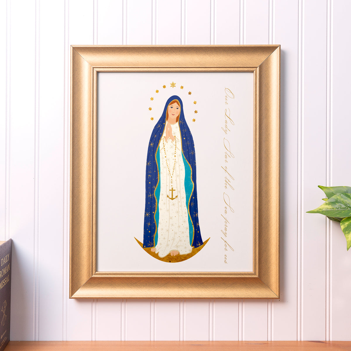 Our Lady Star of the Sea Toile Framed Art Print - 11" x 14"