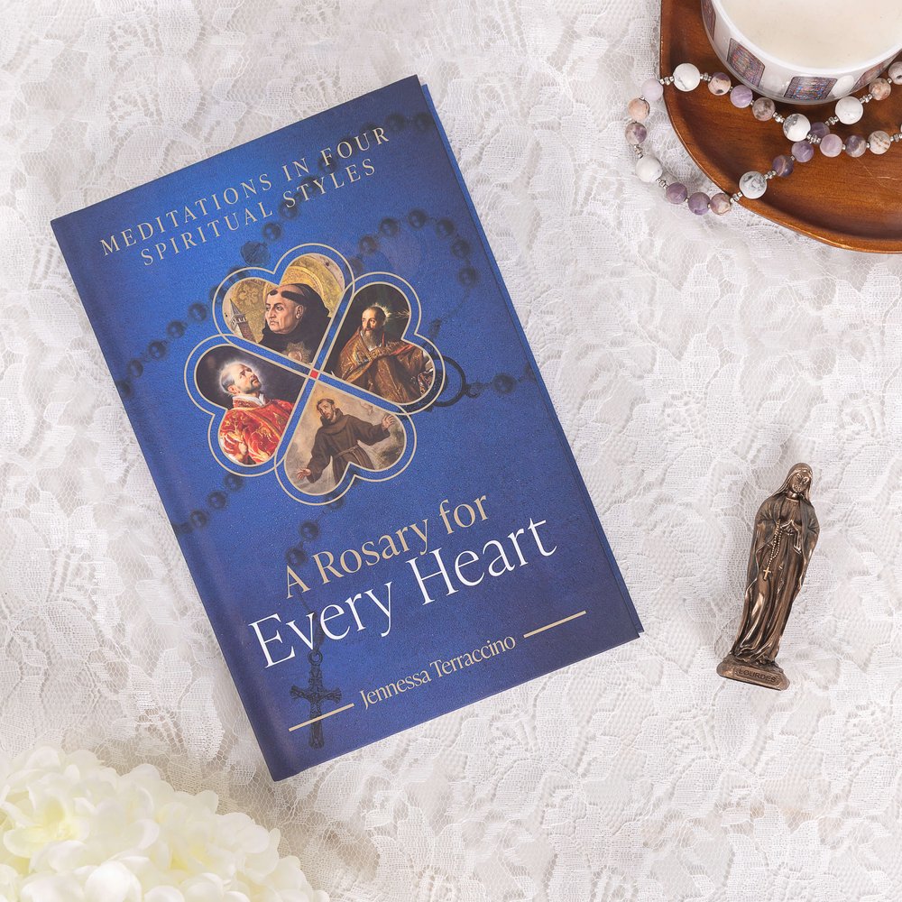A Rosary for Every Heart Book & Our Lady of Lourdes Bronzed Finish Figurine Gift Set