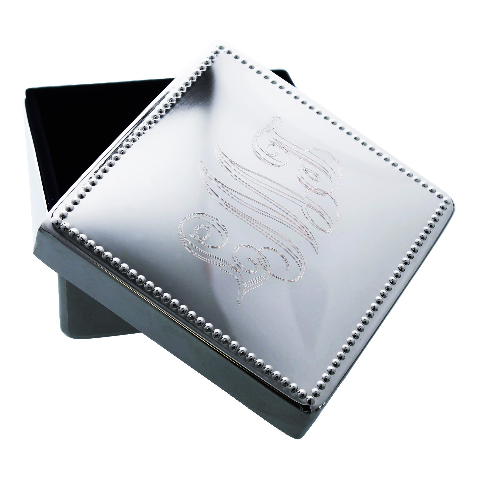 Personalized Beaded Edge Silver Box