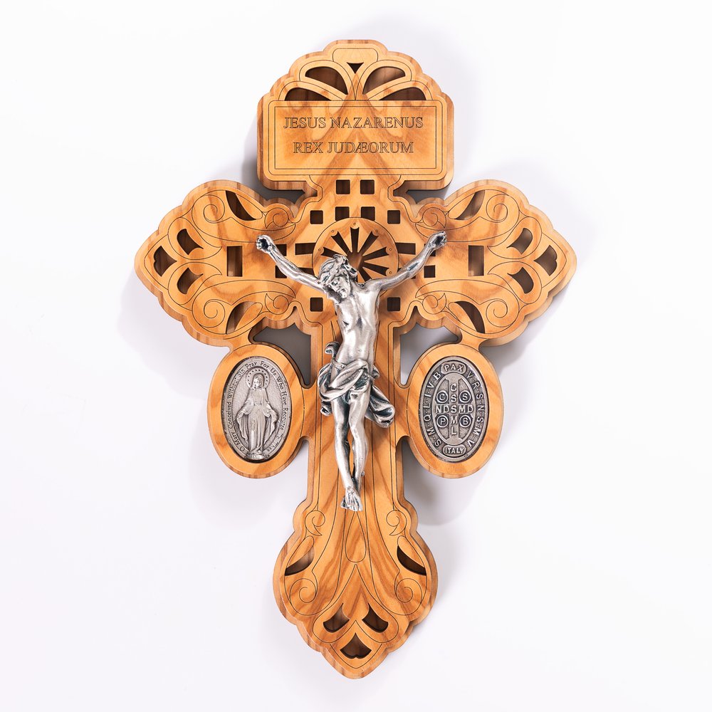 Italian Laser Cut Pardon Wall Crucifix - 9.45"
