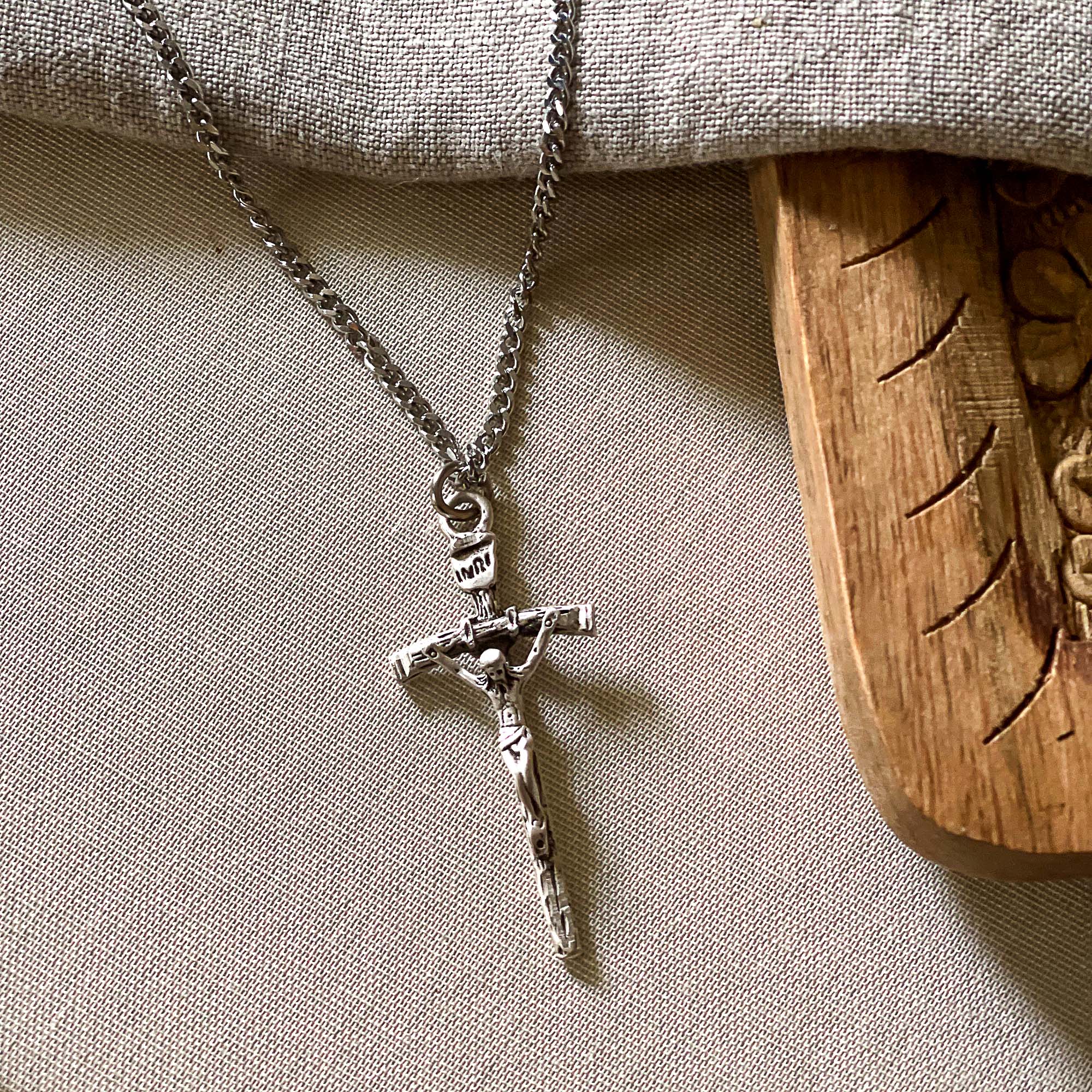 Sterling Silver Papal Crucifix with 24 inch chain