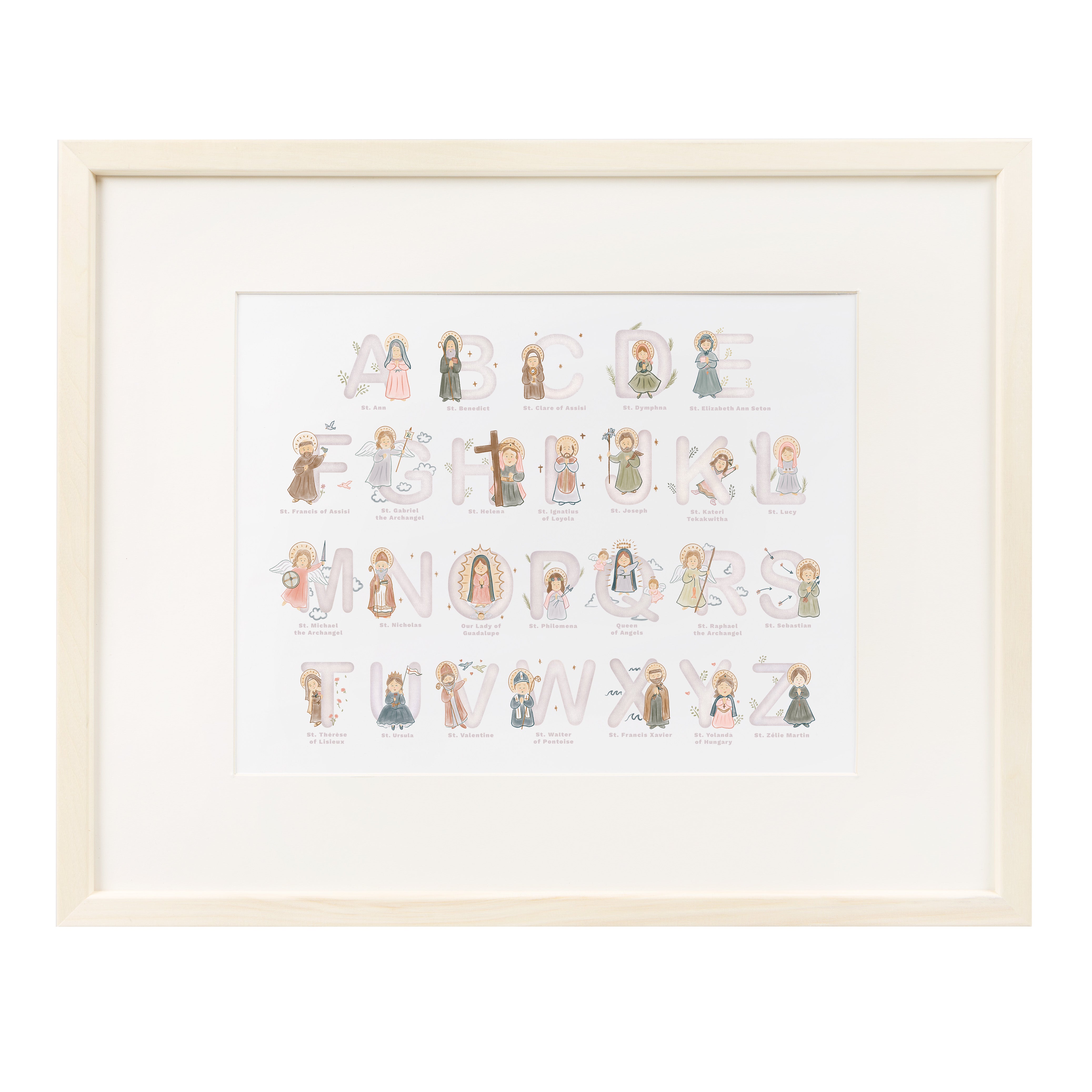 Saints Alphabet Framed Print - 16" x 20"