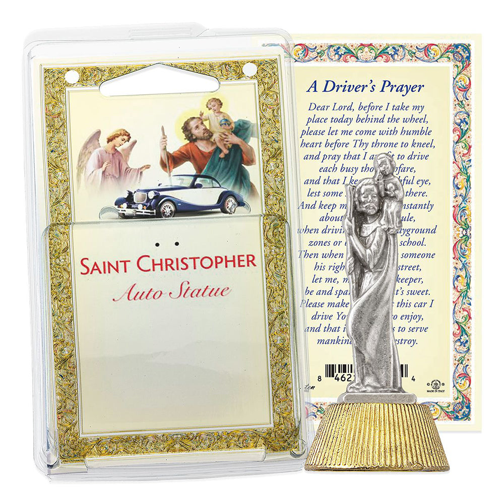 St. Christopher Mini Car Statue & Prayer Card Set