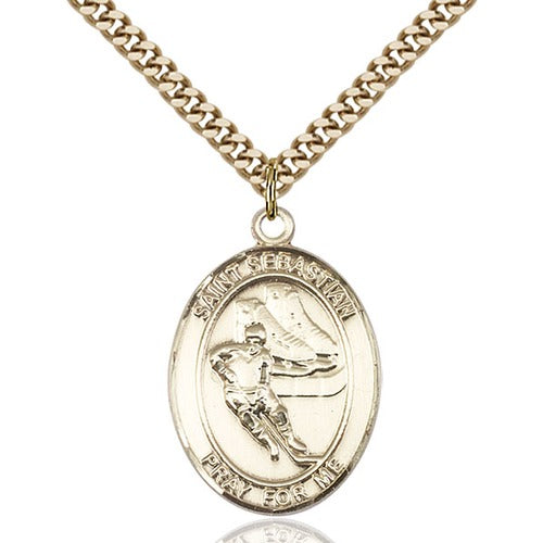 14kt Gold Filled St. Sebastian / Hockey Pendant w/ chain