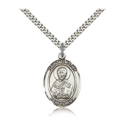 Sterling Silver St. Timothy Pendant w/ chain