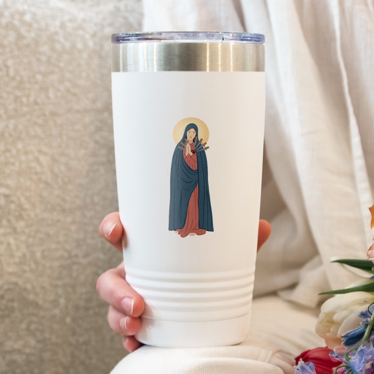 Our Lady of Sorrows Personalized 20 oz. White Tumbler