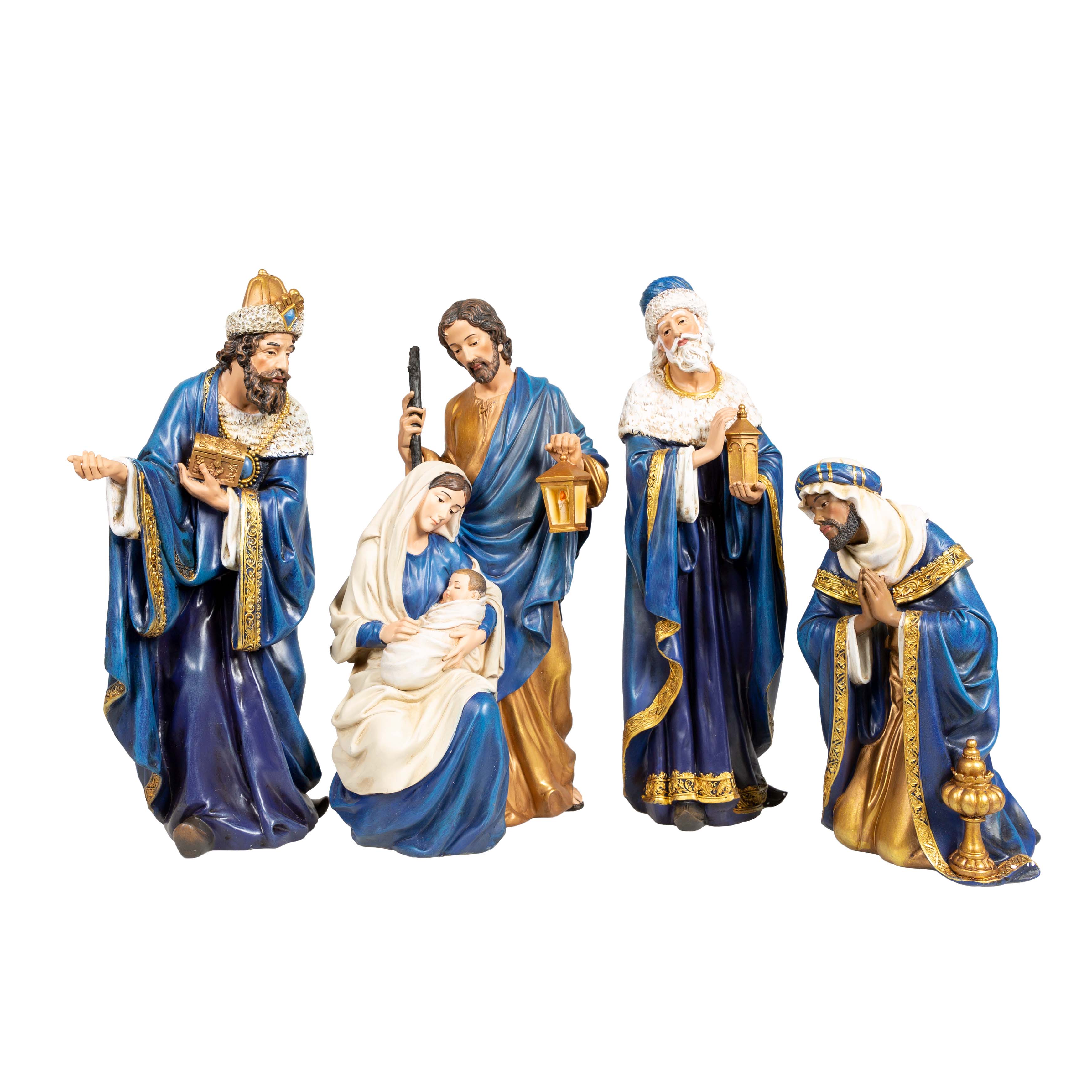 Royal Blue and Gold Nativity Set - 4 Pieces