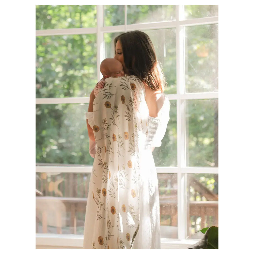 Flowers of the Holy Family Muslin Swaddle Blanket