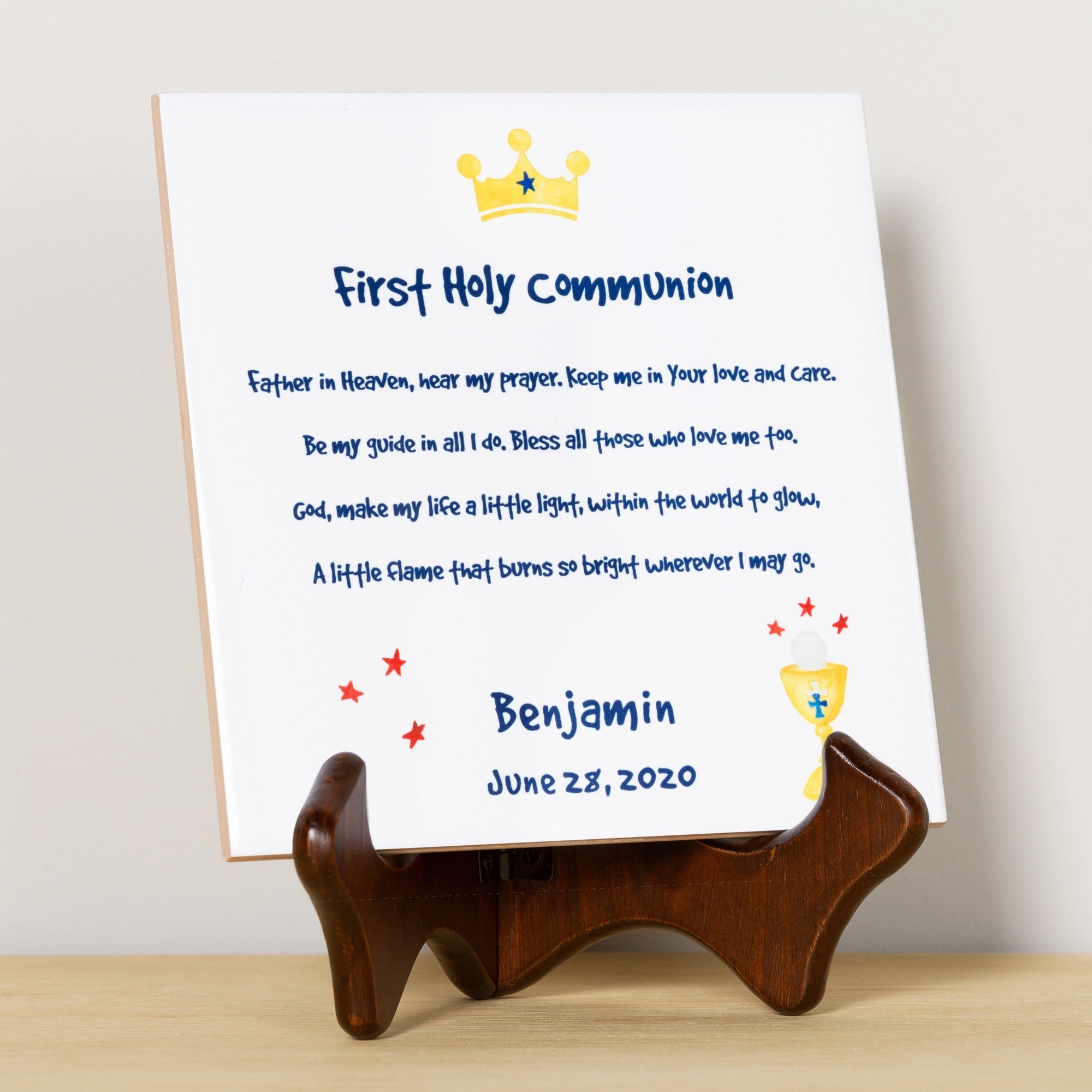 Personalized First Communion Prayer Tile for Boys