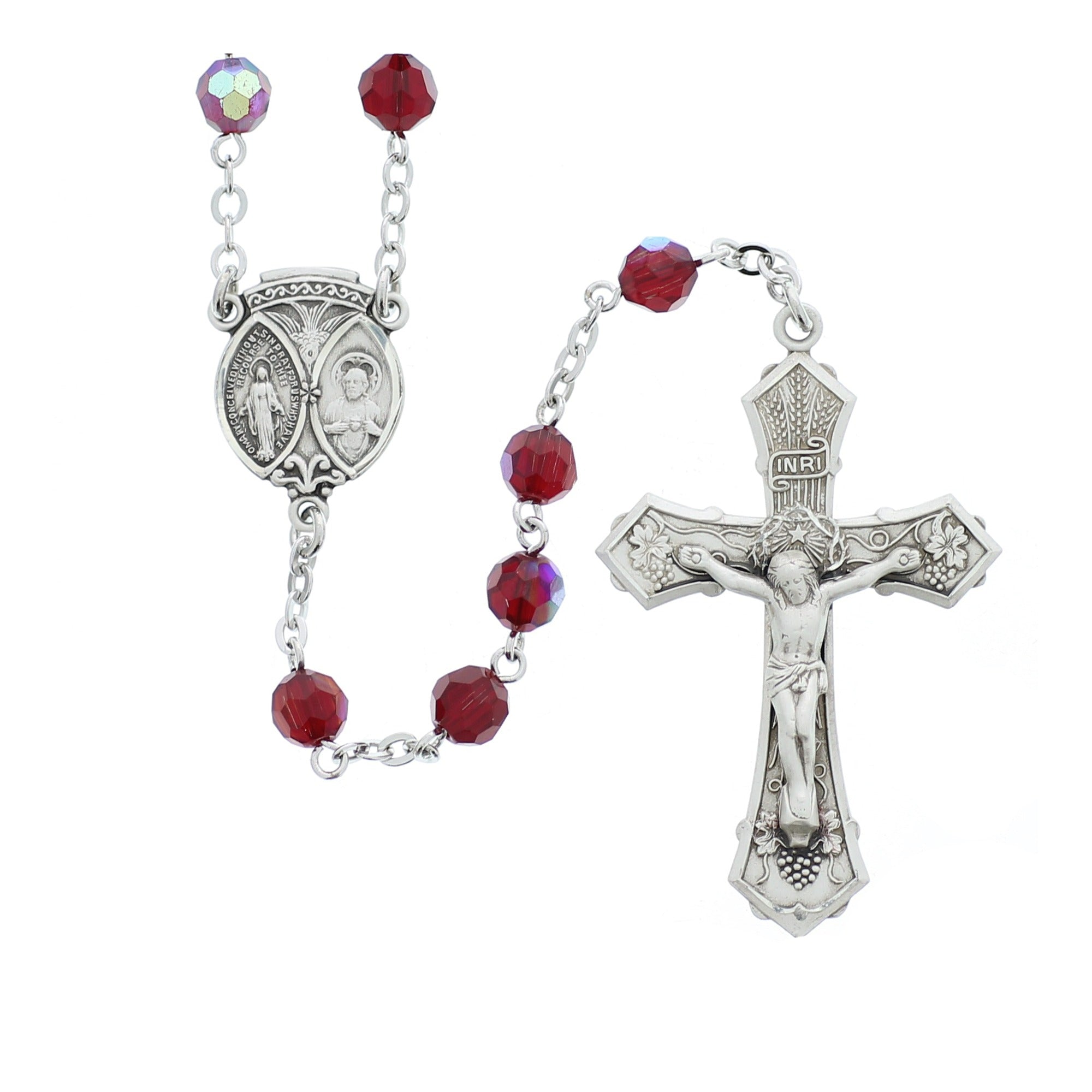 Ruby Red Sterling Silver Rosary