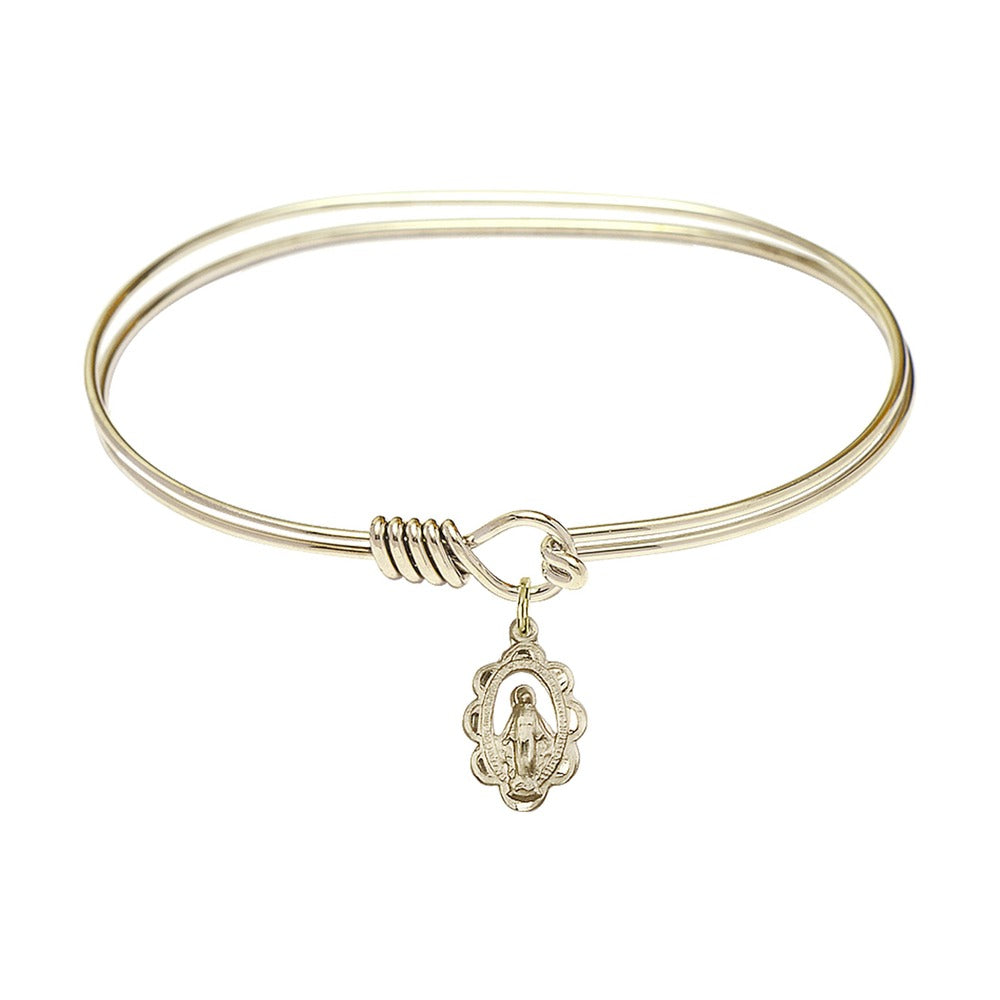 Adult 7" Oval Gold Plated Bangle Bracelet with Miraculous Charm - 2555005