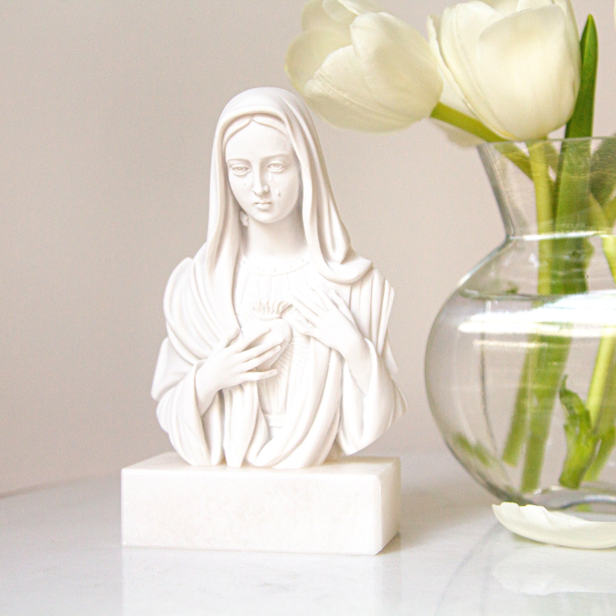 Immaculate Heart Italian Alabaster Bust - 5.5"