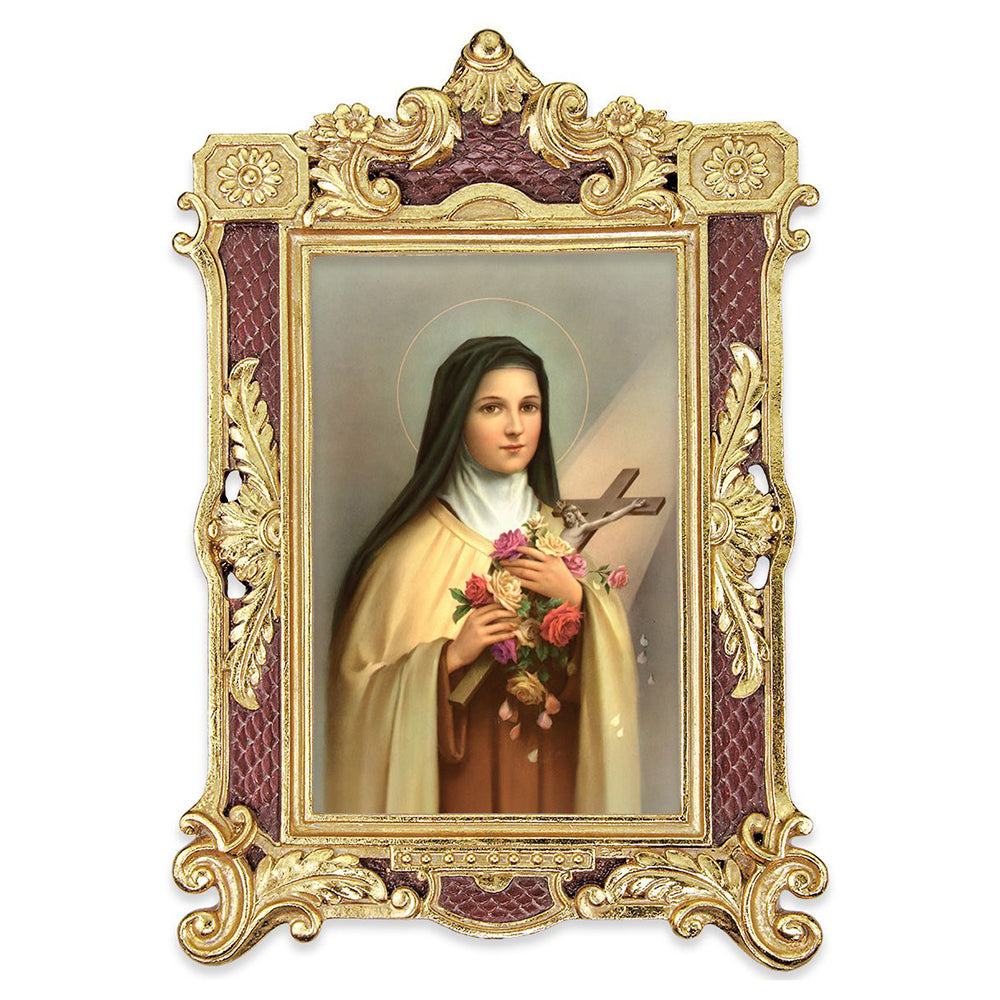 St. Therese Print in Ornate Red \u0026 Gold Frame - 5\, image size:1000x1000