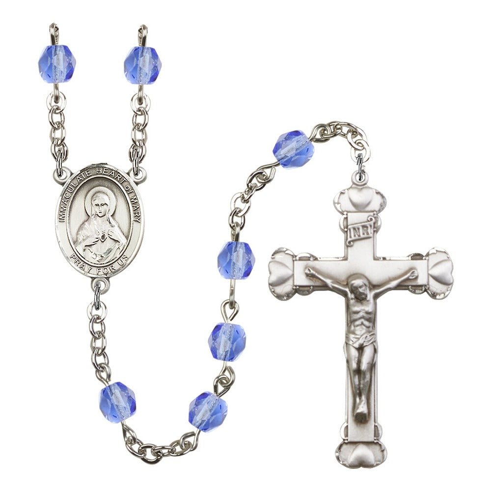 Immaculate Heart Of Mary Blue September Rosary 6mm