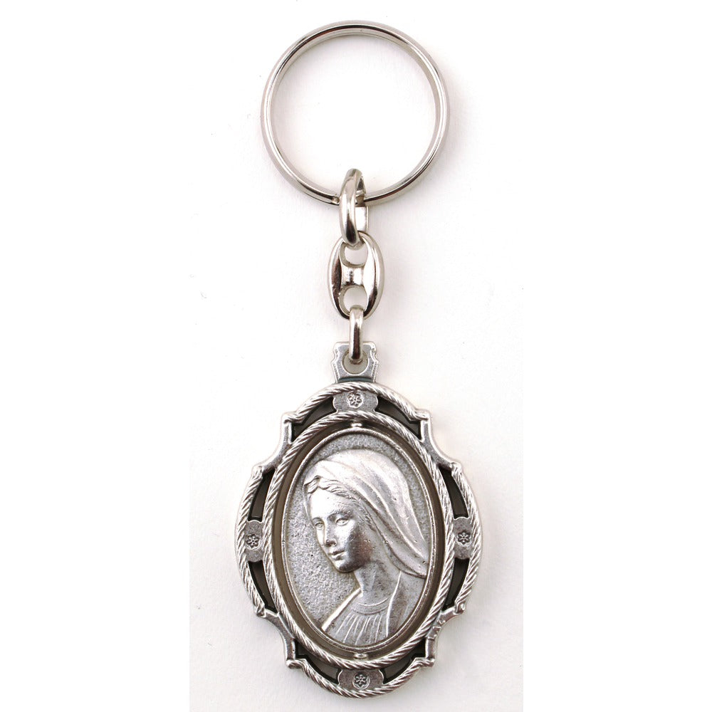 Trinkets,Divine Mercy & Virgin Mary Keychain - Enamel