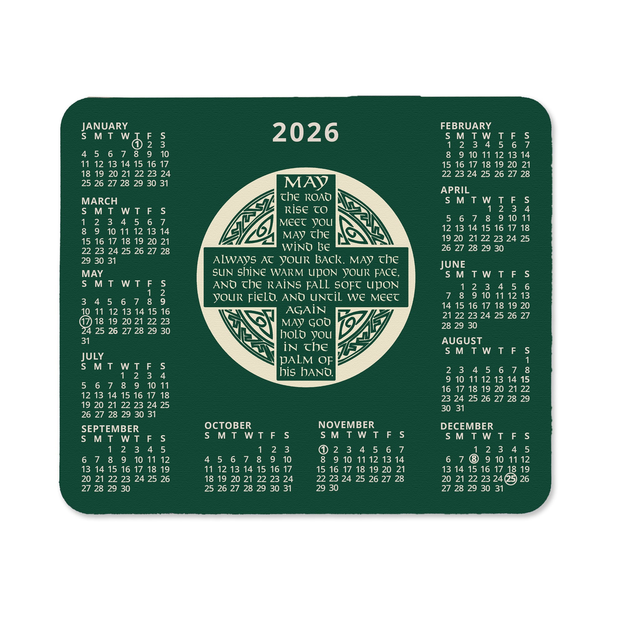 Irish Blessing Calendar Mousepad