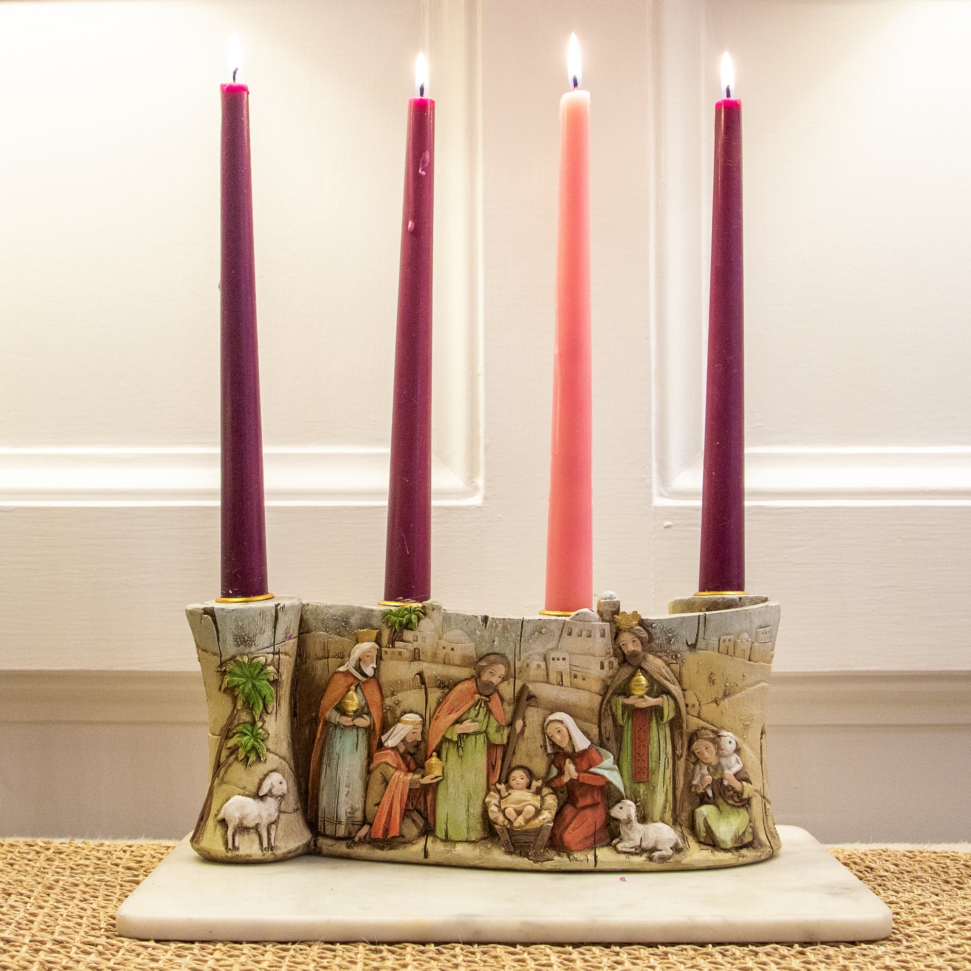 Nativity Scroll Advent Candleholder