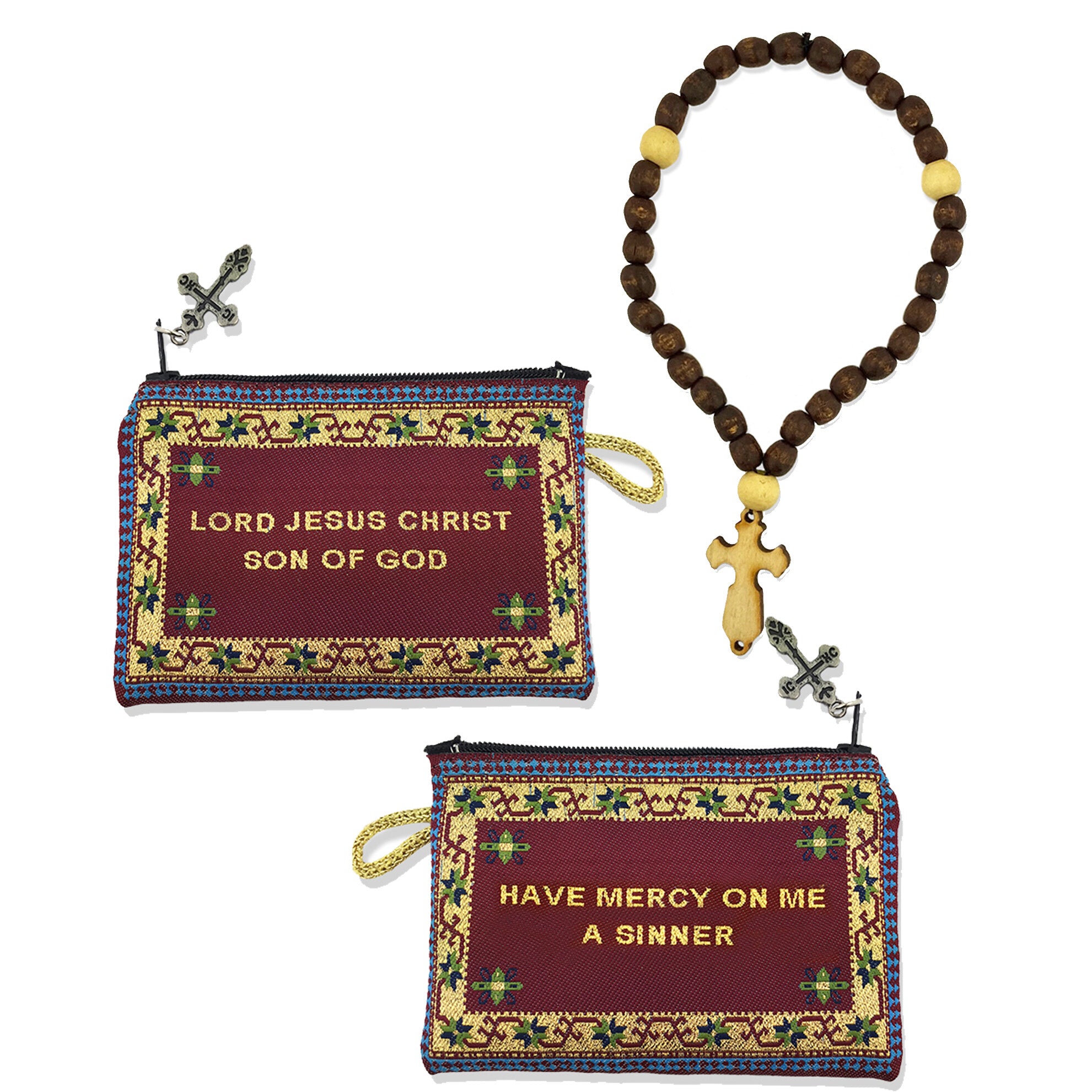 Jesus Prayer Pouch & Wooden Chotki Prayer Beads