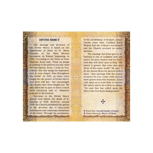 Divine Mercy (Chaplet) - Folded Prayer Card