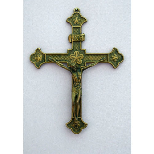 Antiqued Brass Crucifix 8 inch
