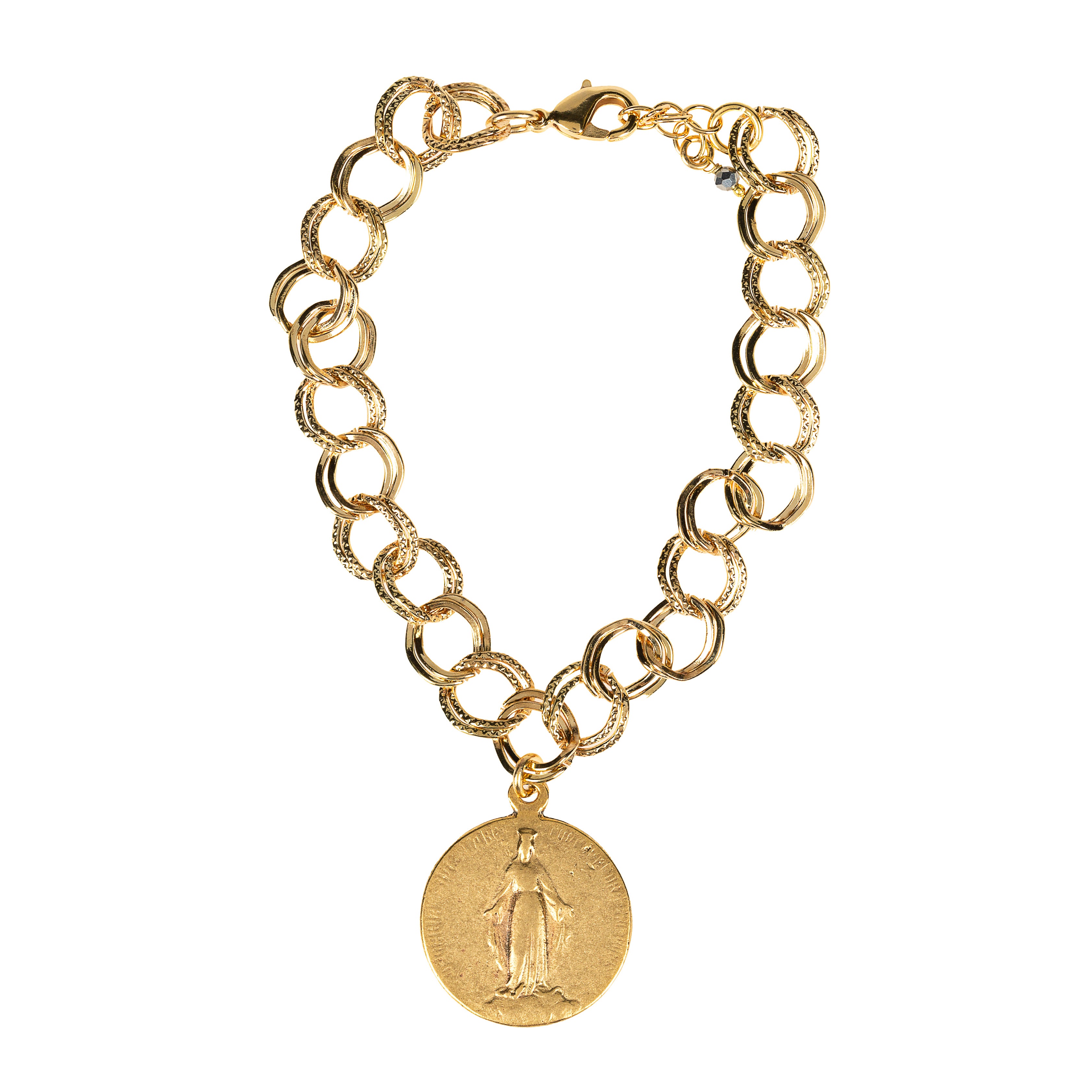 Gold Double Looped Marian Medallion Bracelet