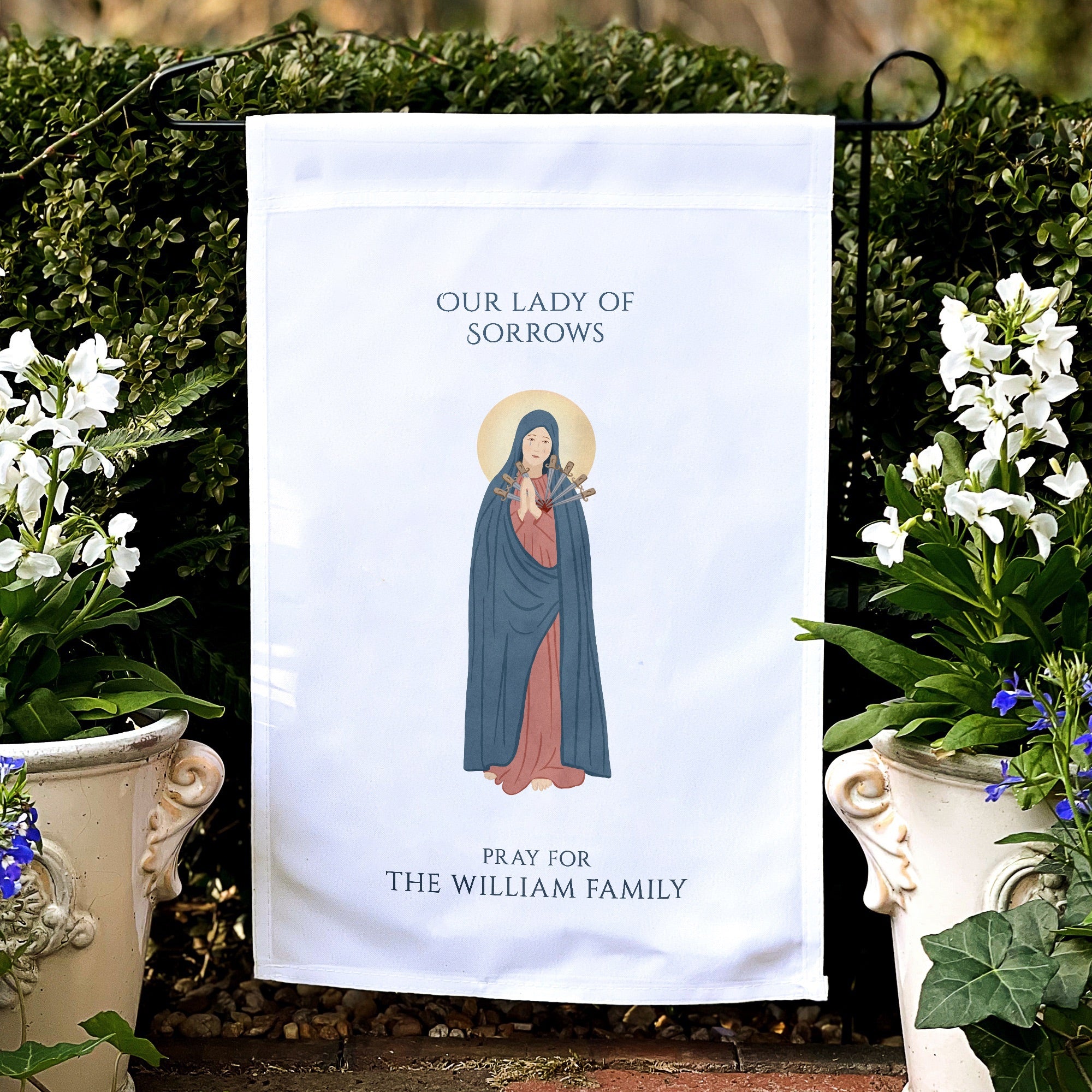 Our Lady of Sorrows Personalized Garden Flag
