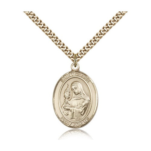 14kt Gold Filled St. Clare of Assisi Pendant w/ chain