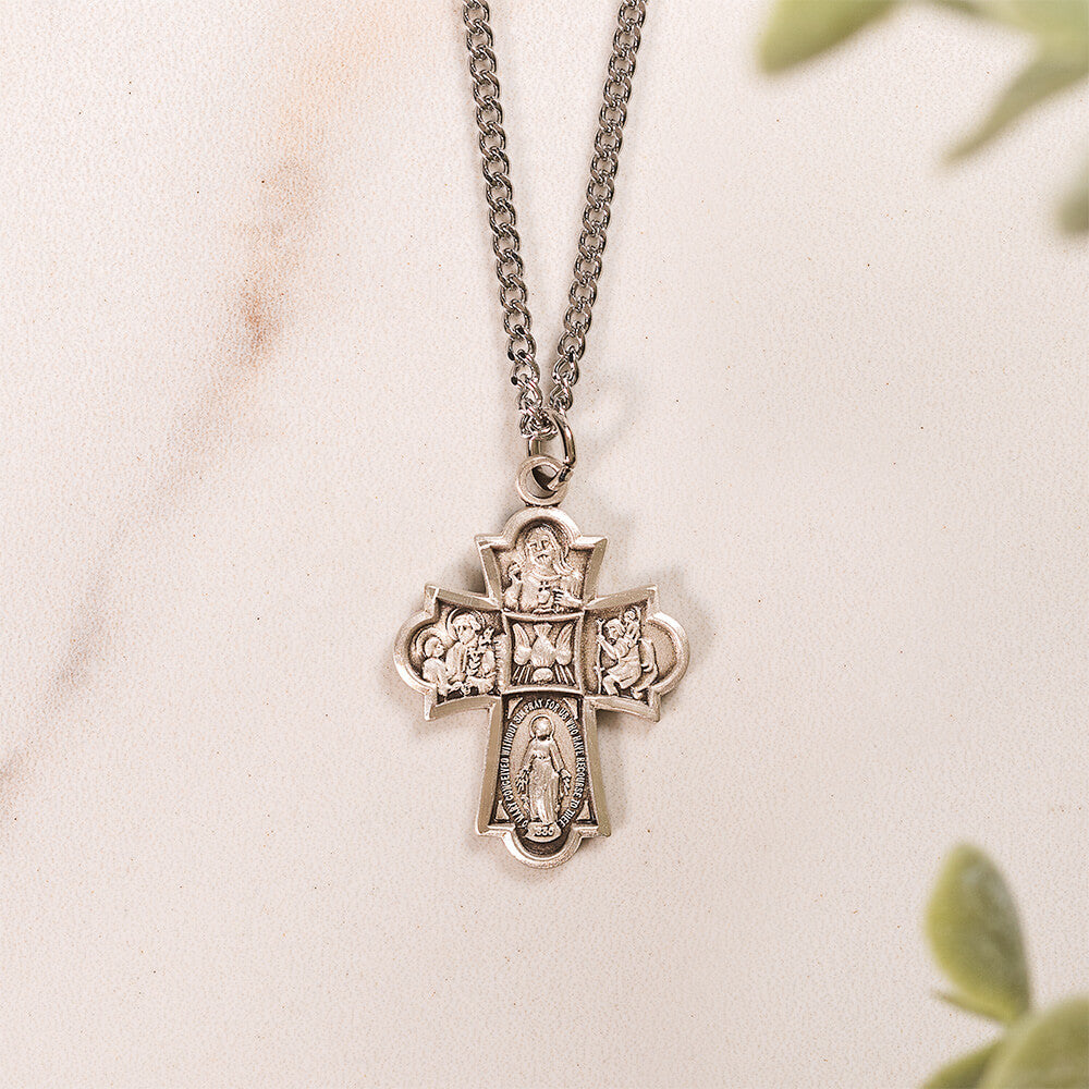 Sterling Silver Four-Way Medal on 18 inch chain