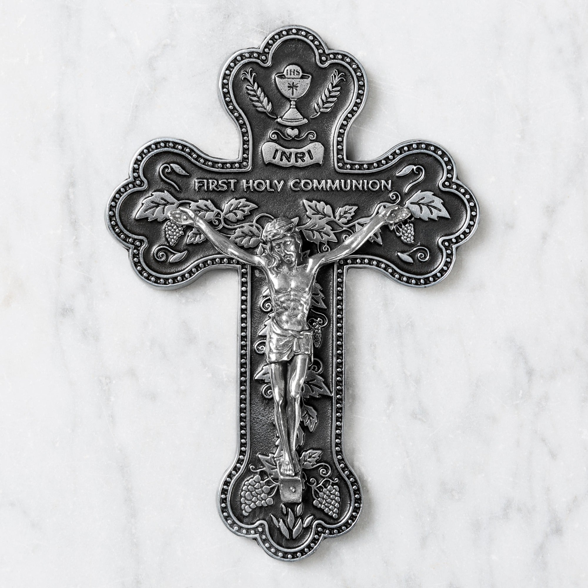 Pewter First Holy Communion Wall Crucifix - 5.5 inch