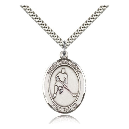 Sterling Silver St. Sebastian / Field Hockey Pendant w/ chain