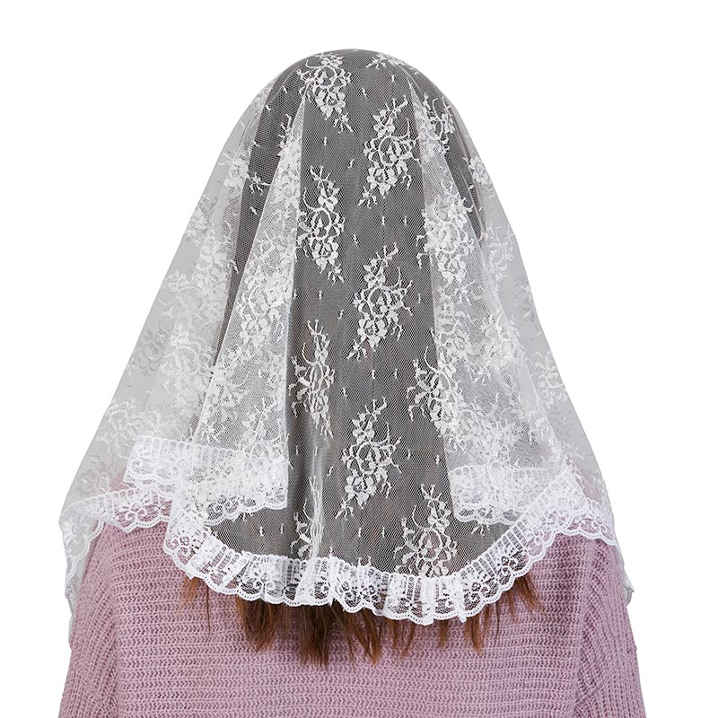 Traditional White Lace Chapel Veil