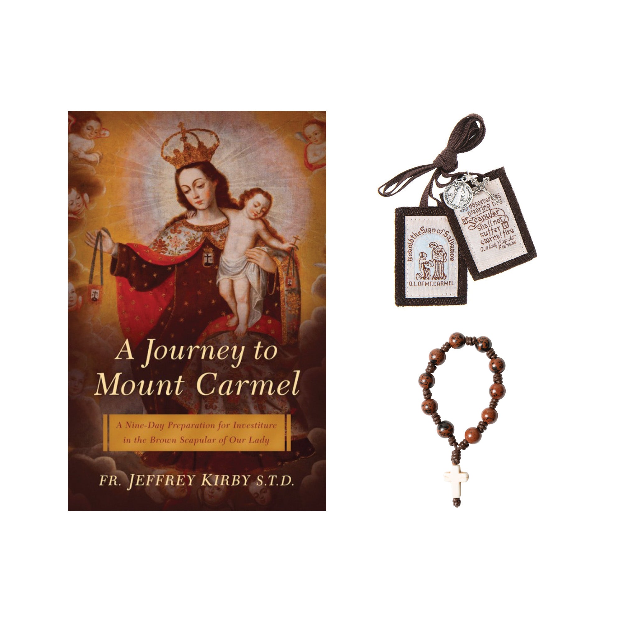 A Journey to Mount Carmel, Brown Scapular, & Carmelite Pocket Decade Rosary (Gift Set)