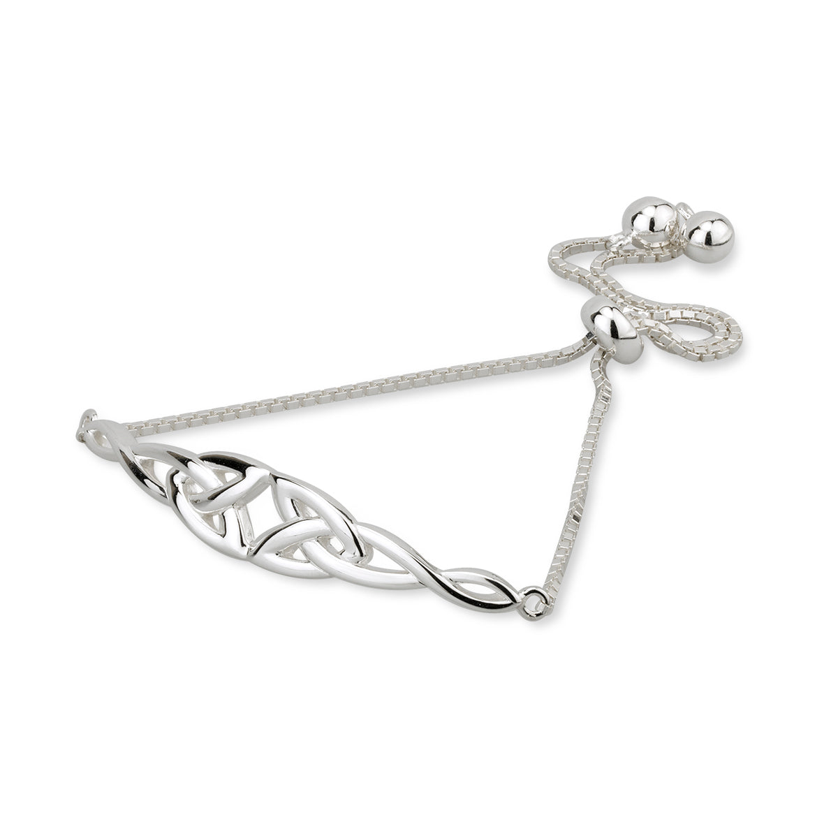 Sterling Silver Trinity Knot Draw String Bracelet