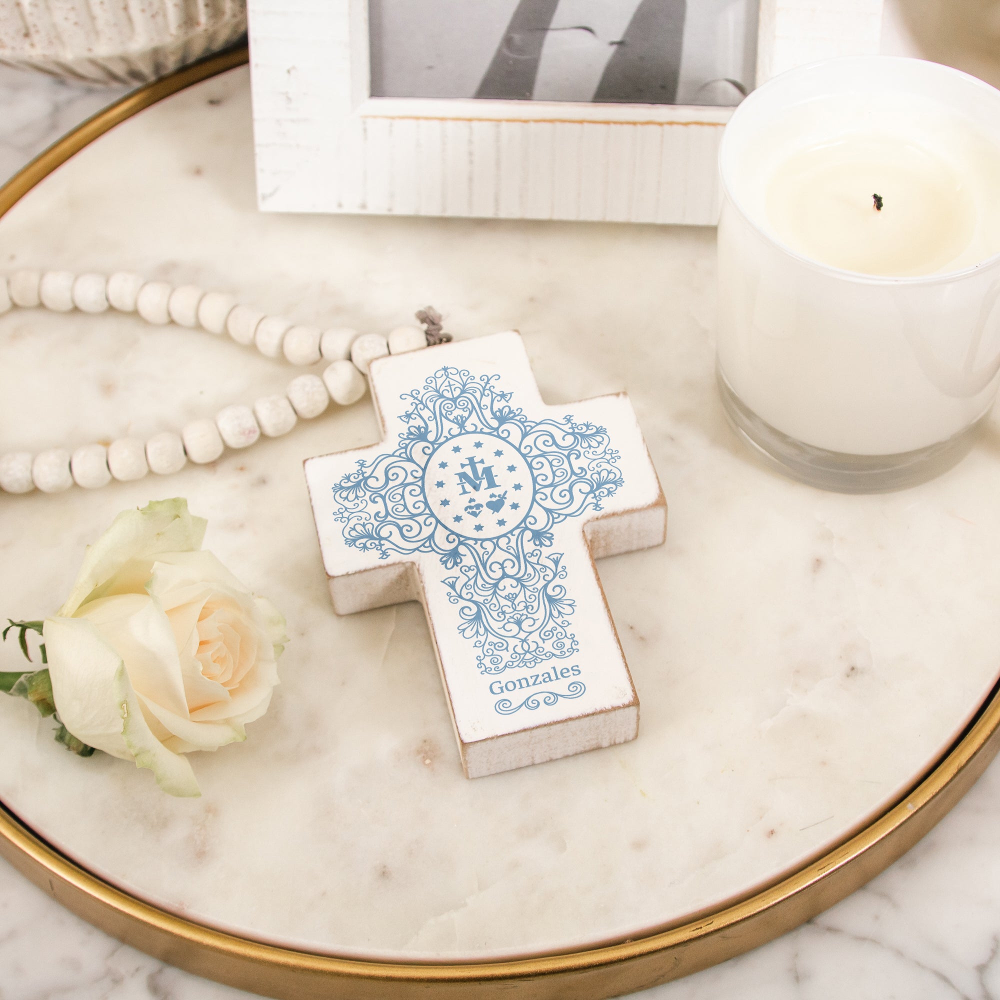 Personalized Miraculous Medal Filigree Home Blessing Cross